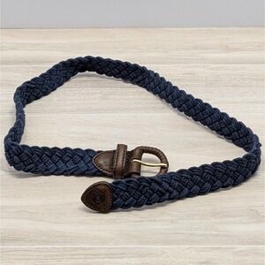 Liz Claiborne Women's Navy Blue Braided Belt 32" Casual With Leather Trim